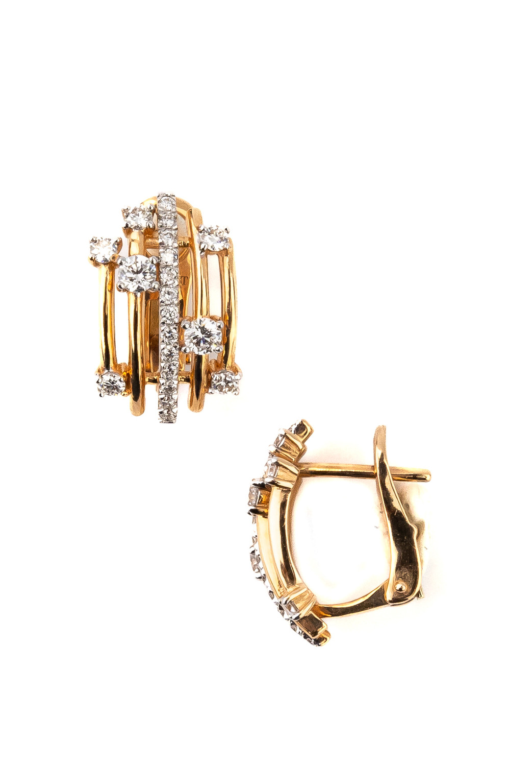 Серьги из красного золота 585 пробы c бриллиантами