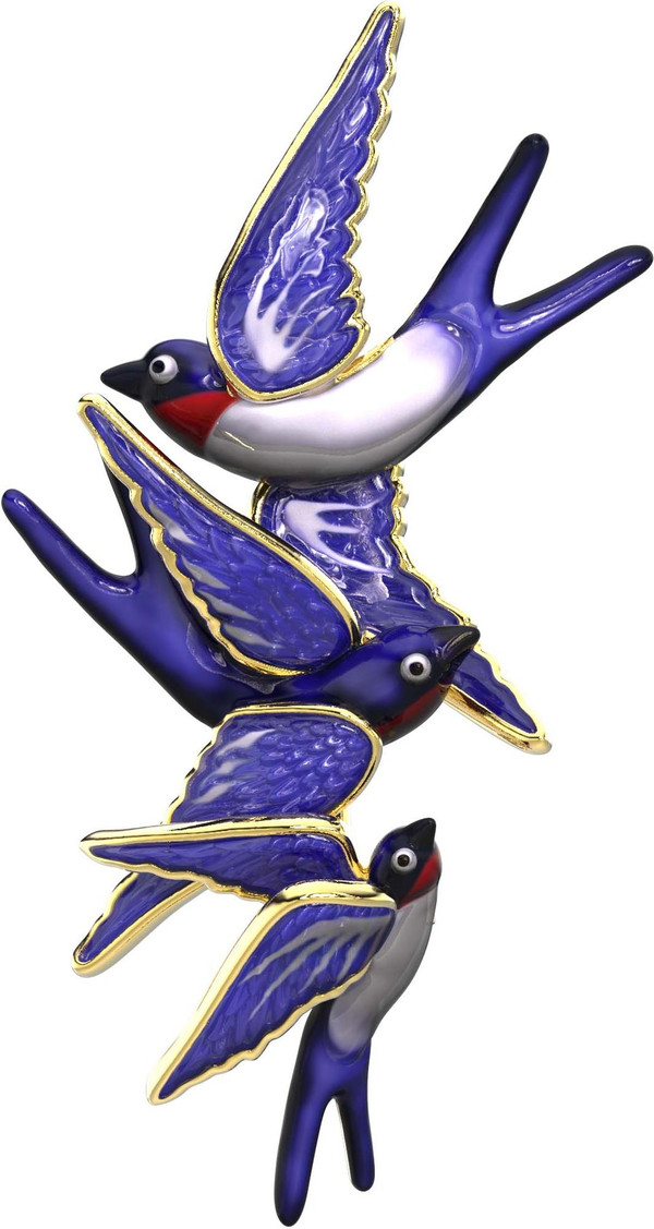 Брошь-подвеска из лимонного золота 585 пробы c эмалью