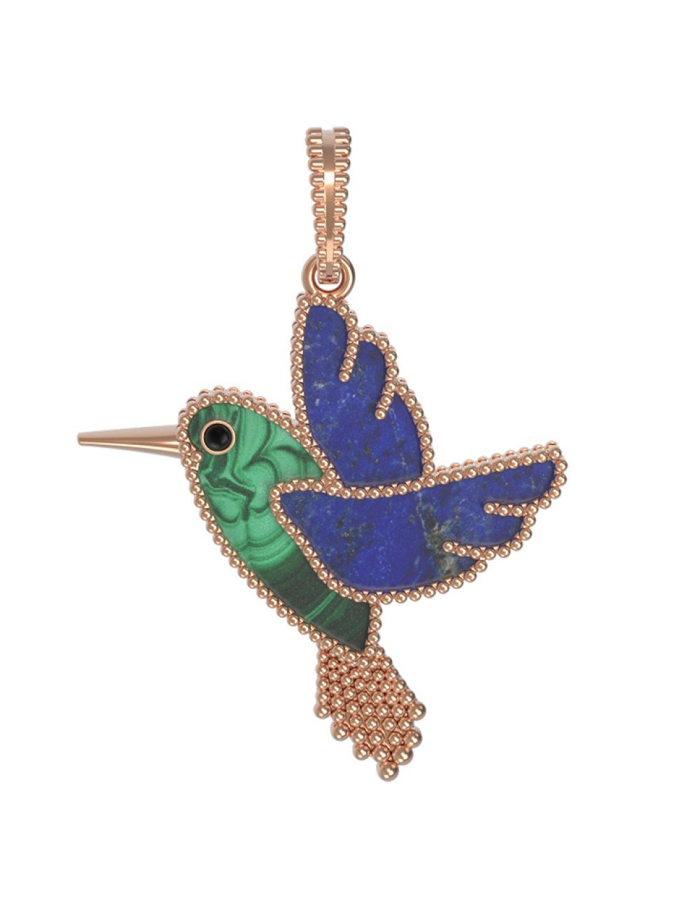 Подвеска из золота c эмалью, лазуритом и малахитом