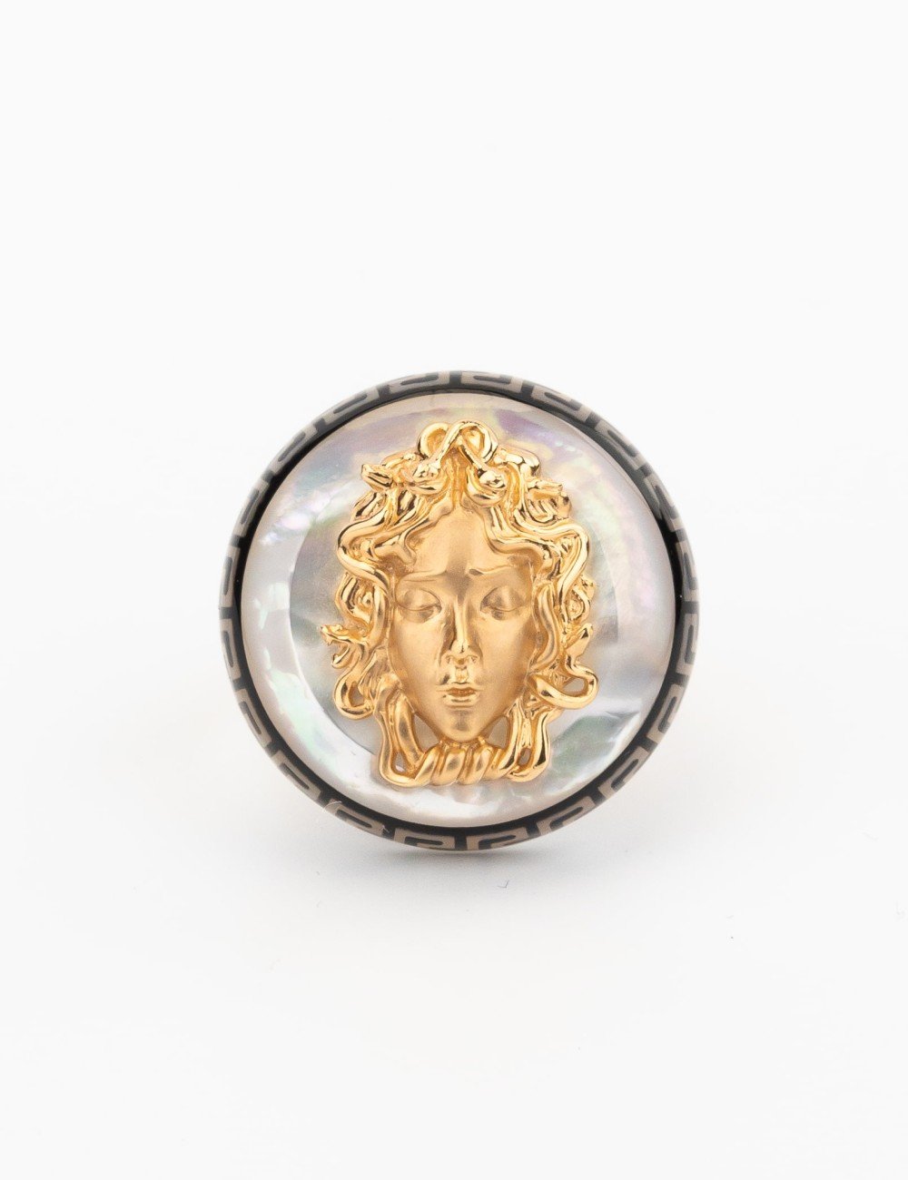 Кольцо из золота c эмалью и перламутром