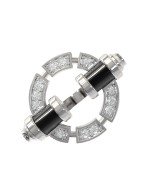 Кольцо из белого золота c бриллиантами и ониксом