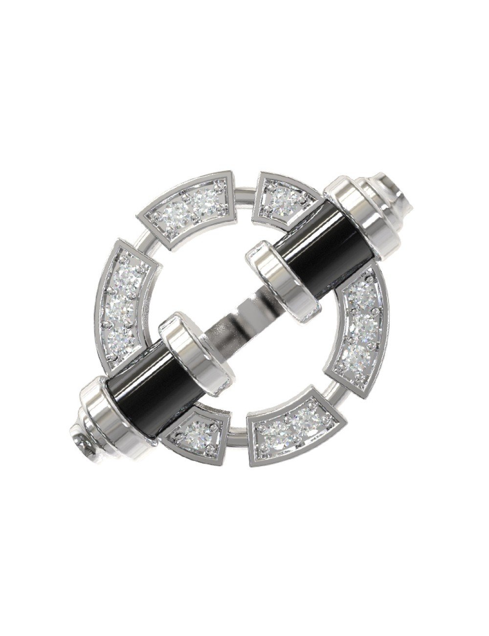 Кольцо из белого золота c бриллиантами и ониксом