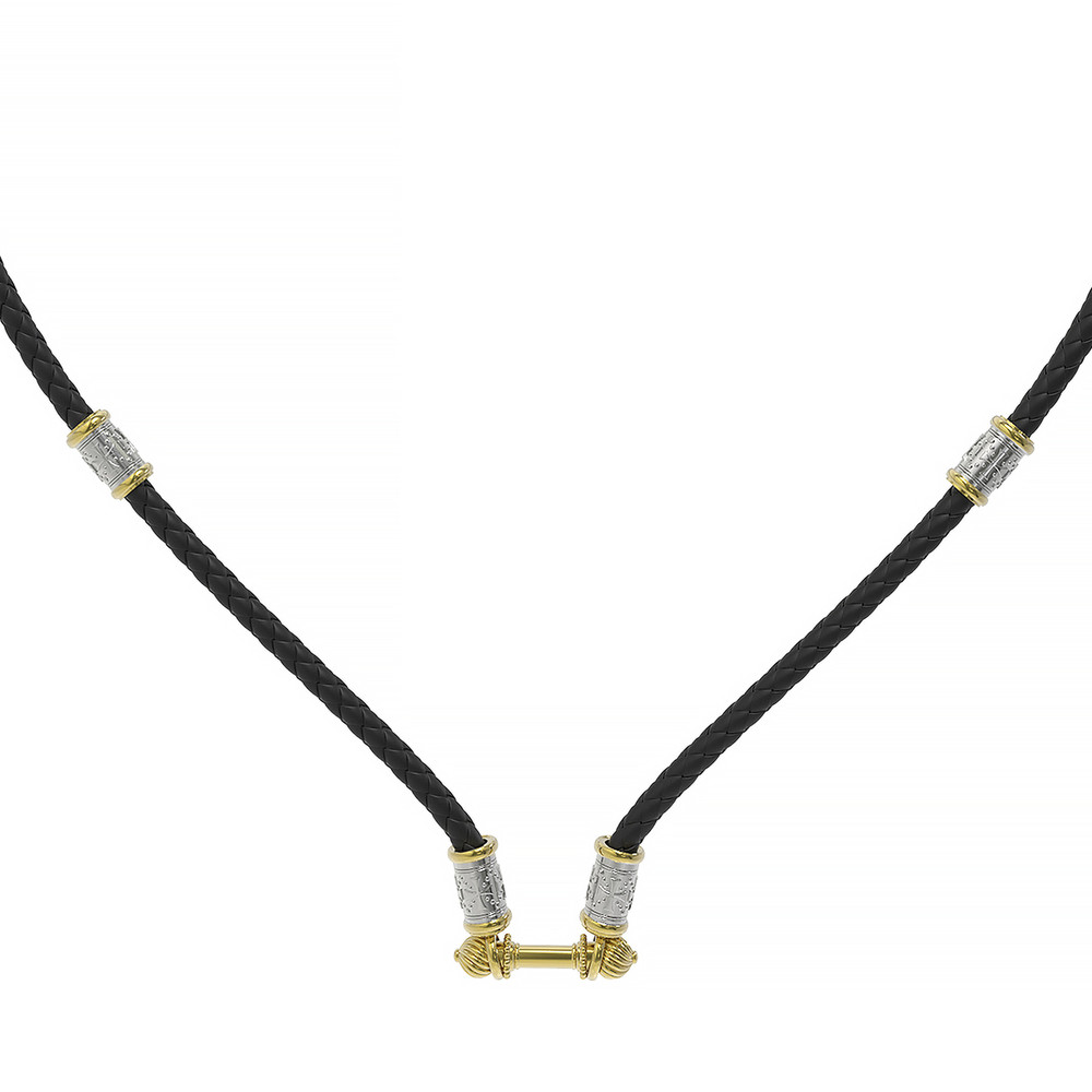 Цепь-шнурок кожа из лимонного золота 585 пробы c кожаным шнурком