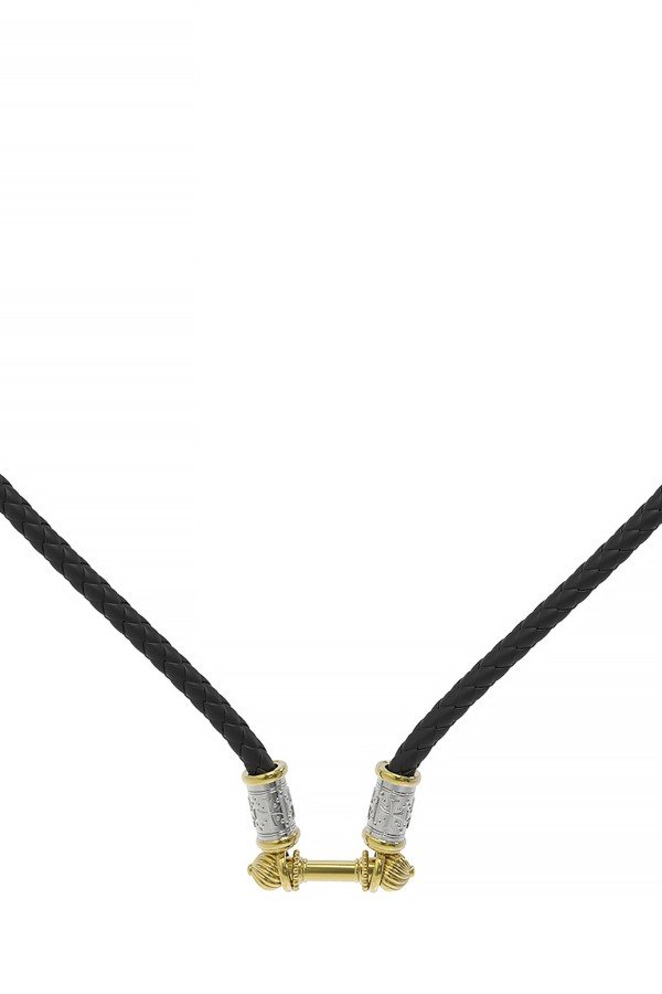 Гайтан из лимонного золота c кожаным шнурком