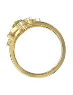 Кольцо из лимонного золота c бриллиантами и сапфиром