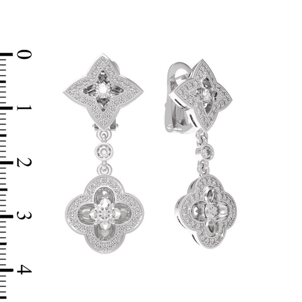 Серьги из белого золота 585 пробы c бриллиантами