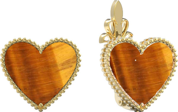 Серьги из лимонного золота 585 пробы c тигровым глазом