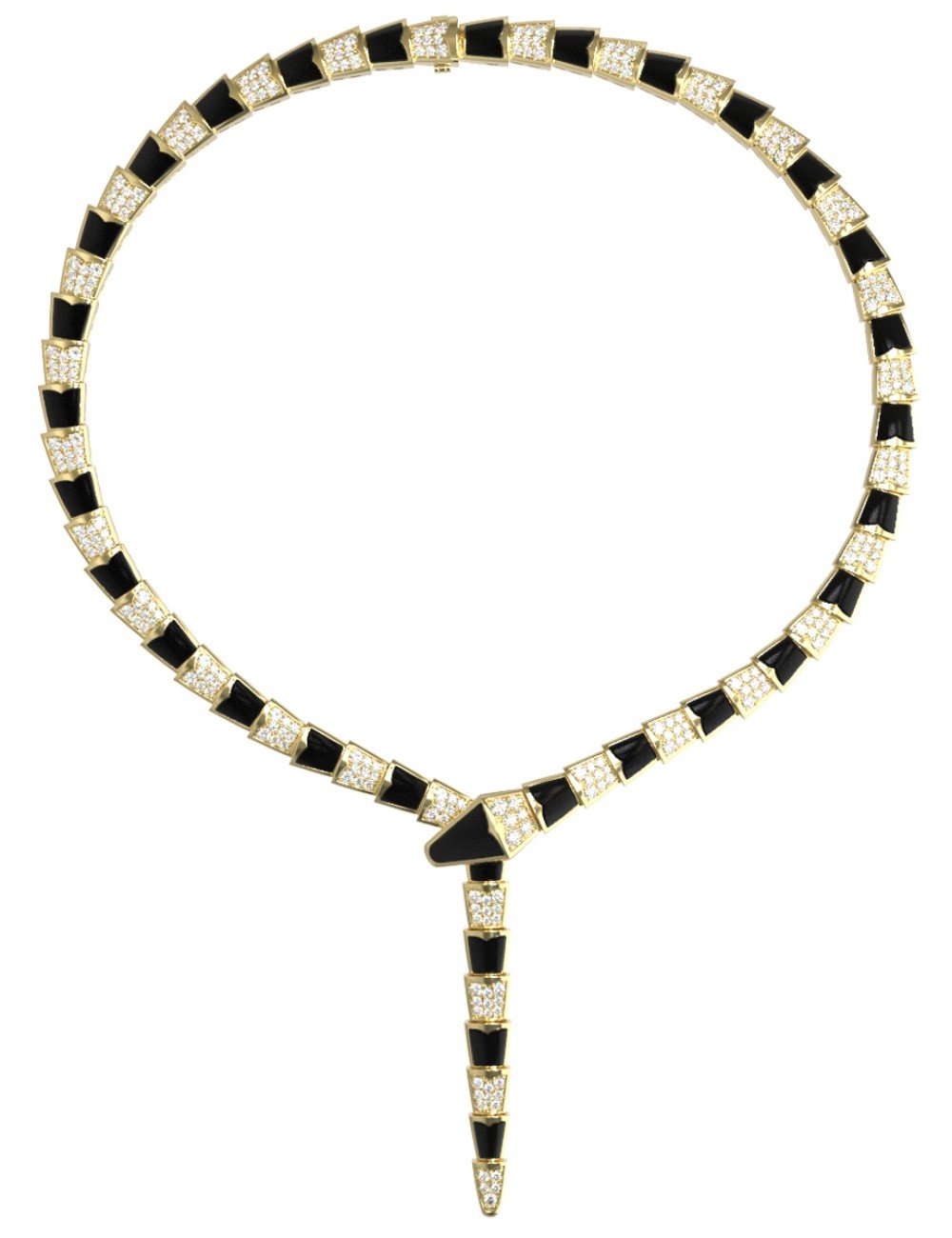 Колье из лимонного золота c бриллиантами и ониксом