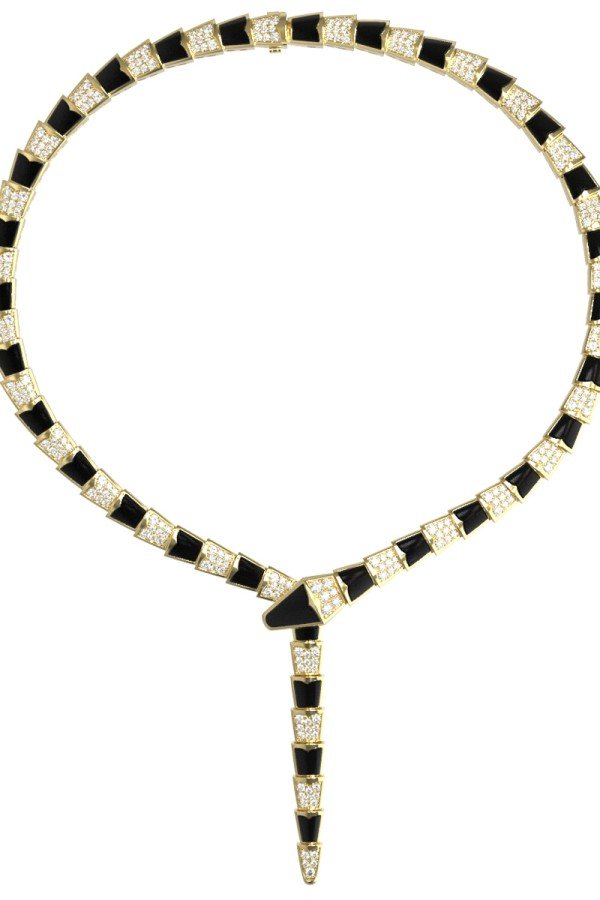 Колье из лимонного золота c бриллиантами и ониксом