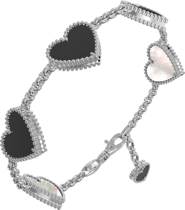 Браслет из белого золота 585 пробы c ониксом и перламутром