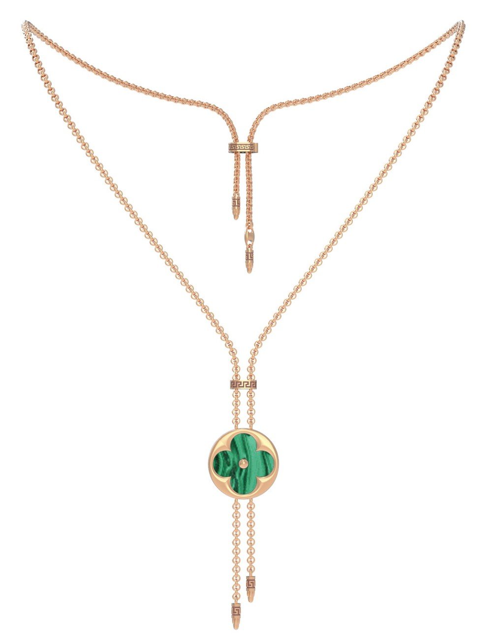 Колье из золота c малахитом и перламутром