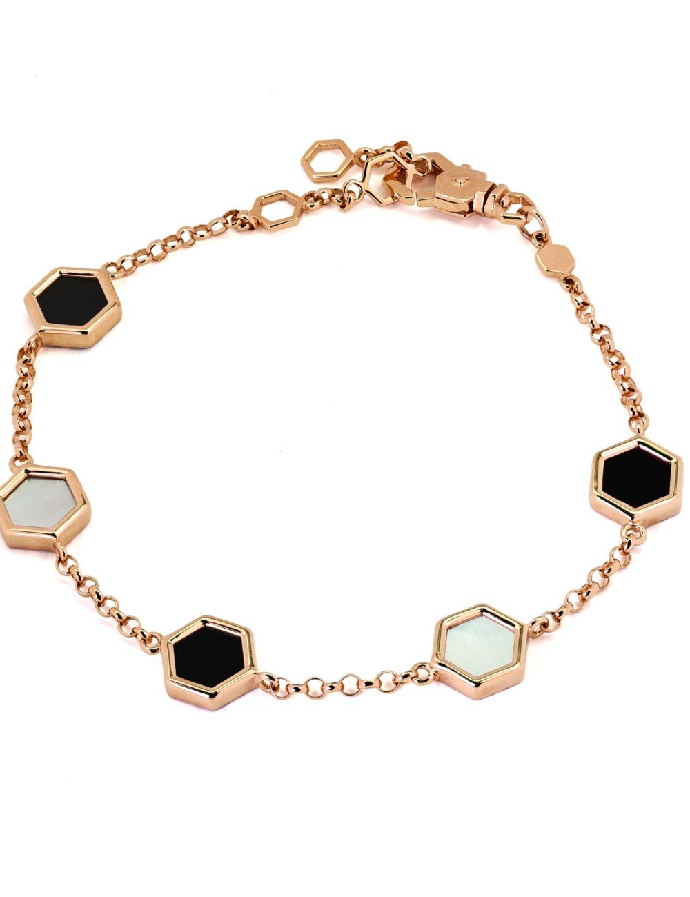 Браслет из золота c ониксом и перламутром