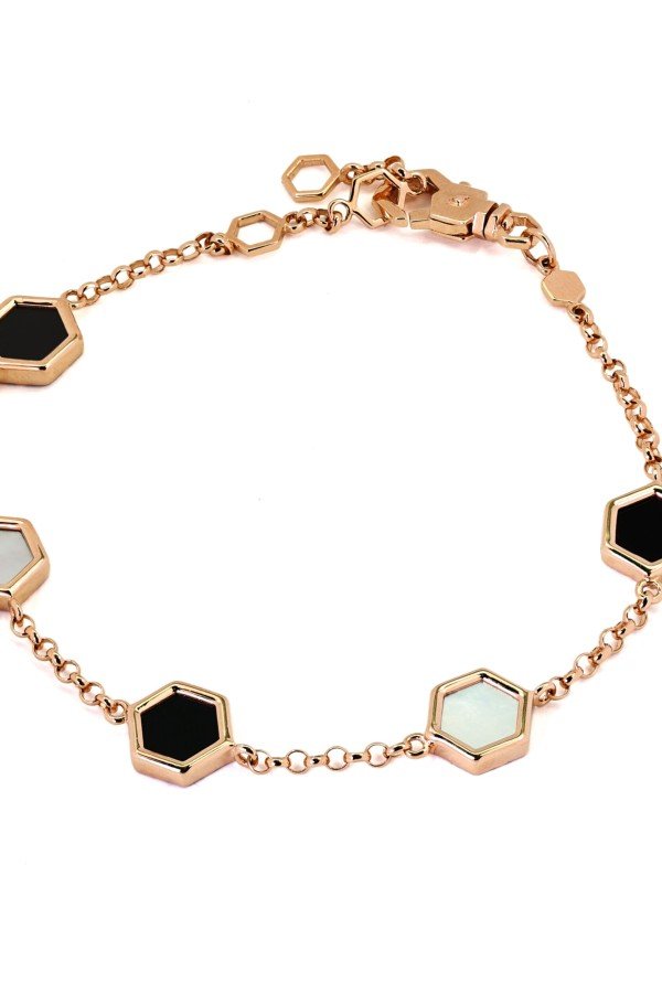 Браслет из золота c ониксом и перламутром