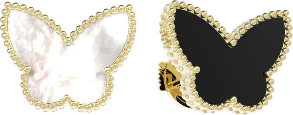 Серьги из лимонного золота 585 пробы c ониксом и перламутром