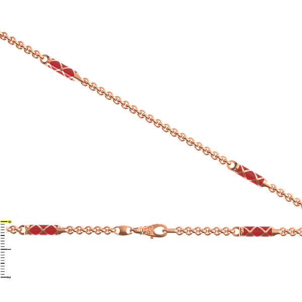 Цепь из красного золота 585 пробы c эмалью