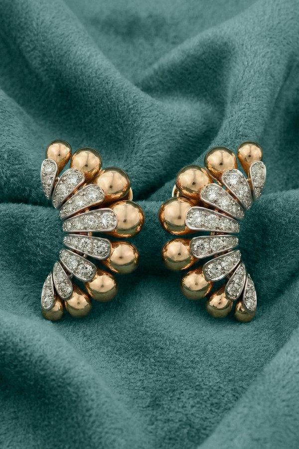 Серьги из красного золота 585 пробы c бриллиантами