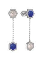 Серьги из белого золота c лазуритом и перламутром