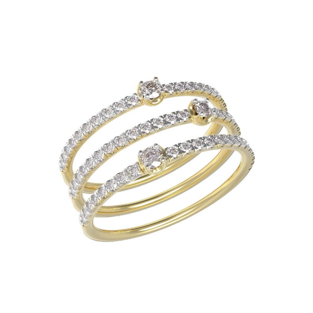 Кольцо из лимонного золота 585 пробы c бриллиантами