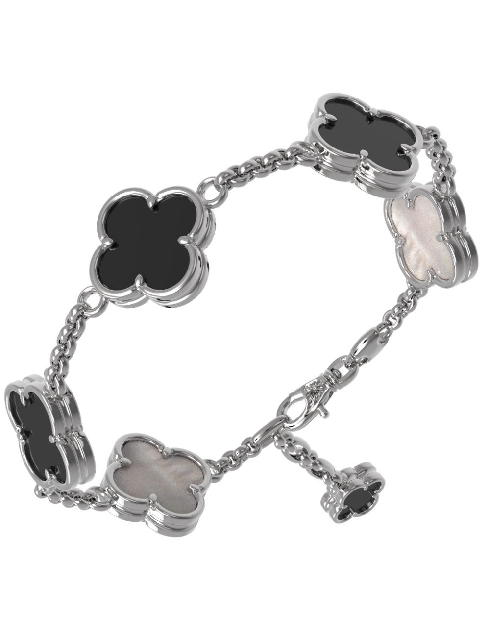 Браслет из белого золота c ониксом и перламутром