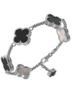 Браслет из белого золота c ониксом и перламутром