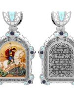 Образок из белого золота c эмалью, иконописью и темперой