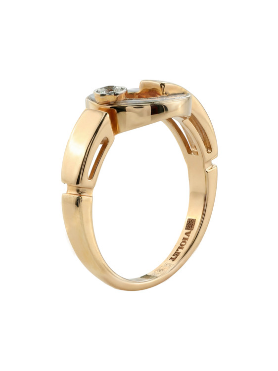 Кольцо из красного золота 585 пробы c бриллиантами и перламутром