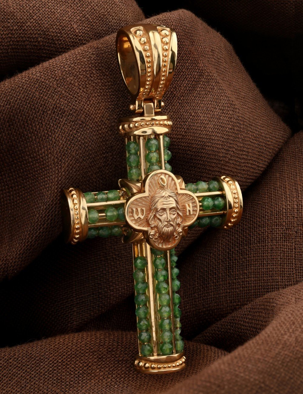 Крест из золота c хризопразом