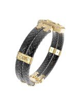 Браслет из лимонного золота c шнурком и ониксом