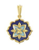 Подвеска из лимонного золота c бирюзой и лазуритом