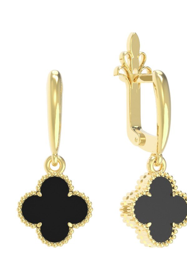 Серьги из лимонного золота c ониксом