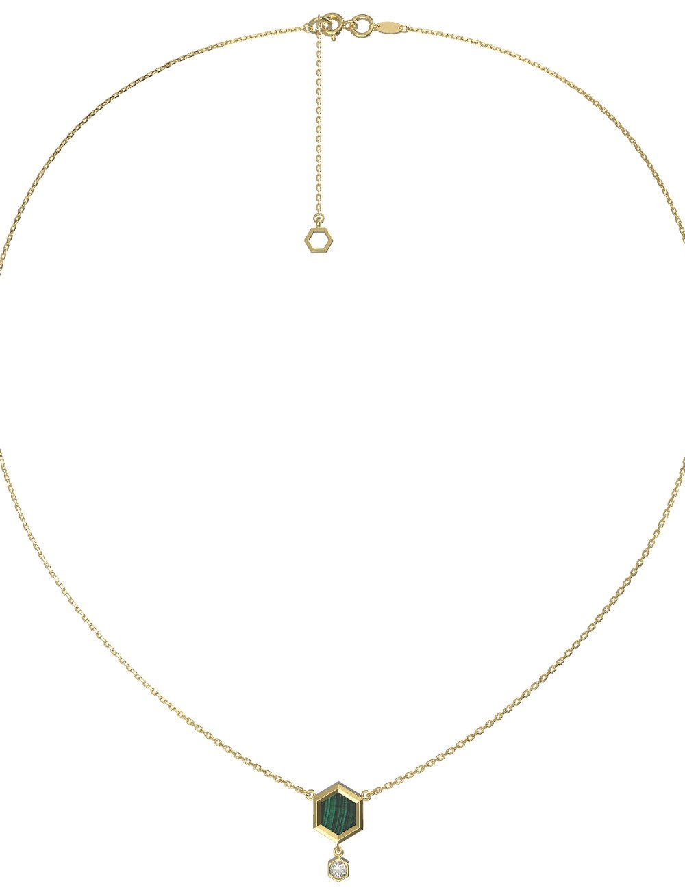 Колье из лимонного золота c бриллиантами и малахитом