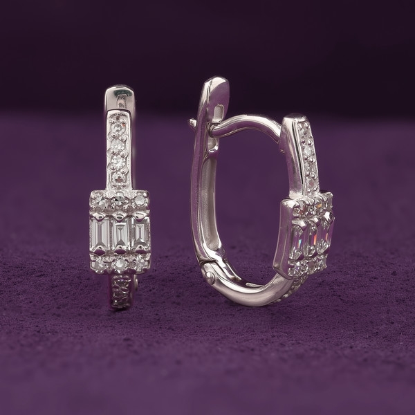 Серьги из белого золота 585 пробы c бриллиантами