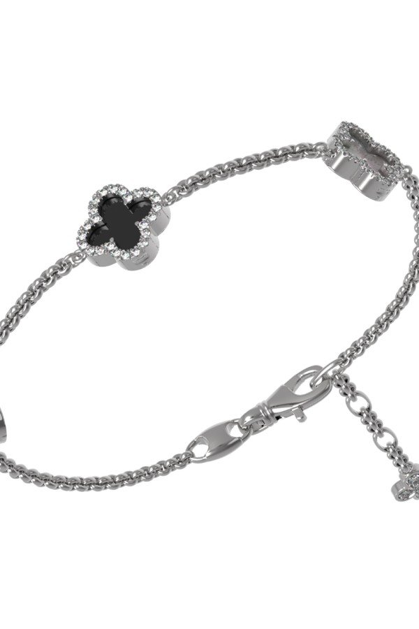 Браслет из белого золота c бриллиантами, ониксом и перламутром