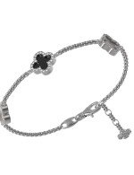 Браслет из белого золота c бриллиантами, ониксом и перламутром