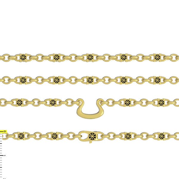 Цепь из лимонного золота 585 пробы c эмалью