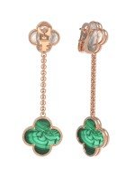 Серьги из золота c малахитом и перламутром