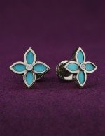 Серьги из белого золота c бриллиантами и бирюзой