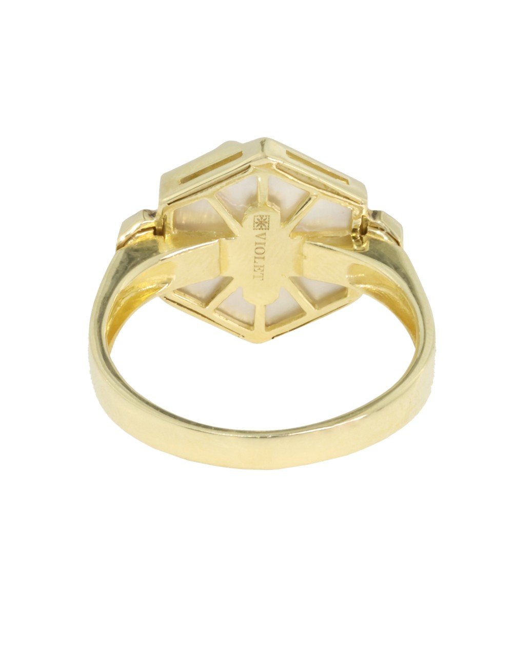 Кольцо из лимонного золота c бриллиантами и перламутром