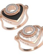 Кольцо из золота c бриллиантами, ониксом и перламутром