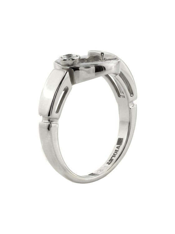 Кольцо из белого золота 585 пробы c бриллиантами и перламутром