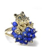 Кольцо из лимонного золота c эмалью и лазуритом