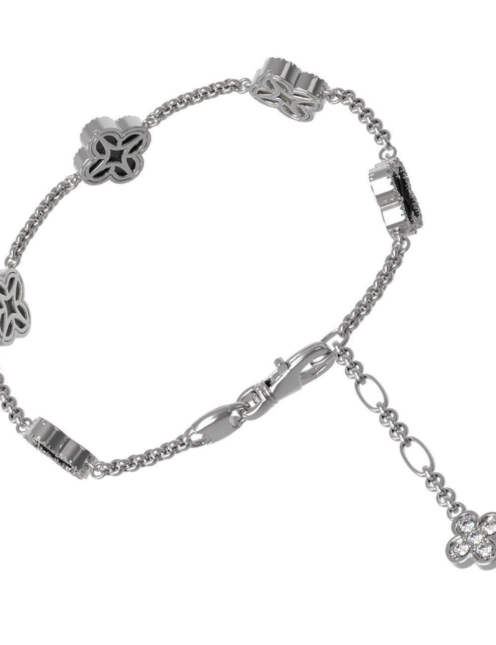 Браслет из белого золота c бриллиантами, ониксом и перламутром