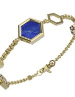 Браслет из лимонного золота c бриллиантами, лазуритом и перламутром