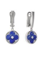 Серьги из белого золота c бриллиантами и лазуритом