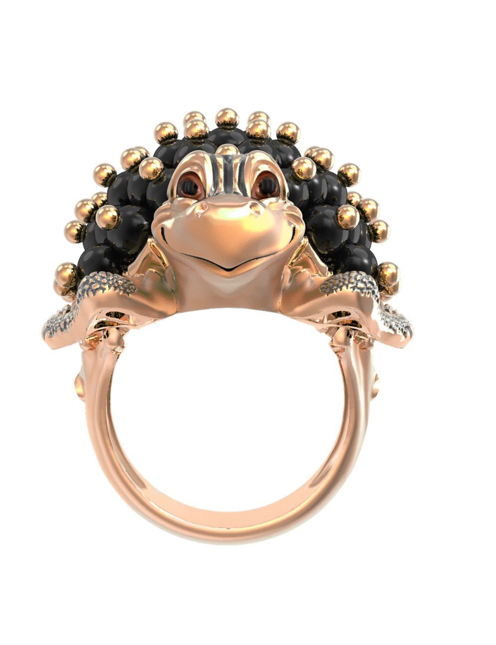 Кольцо из золота c эмалью и ониксом