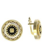 Серьги из лимонного золота c ониксом и перламутром
