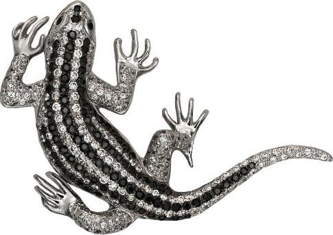 Брошь из белого золота 585 пробы c фианитом