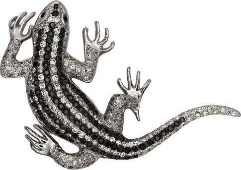 Брошь из белого золота c фианитом