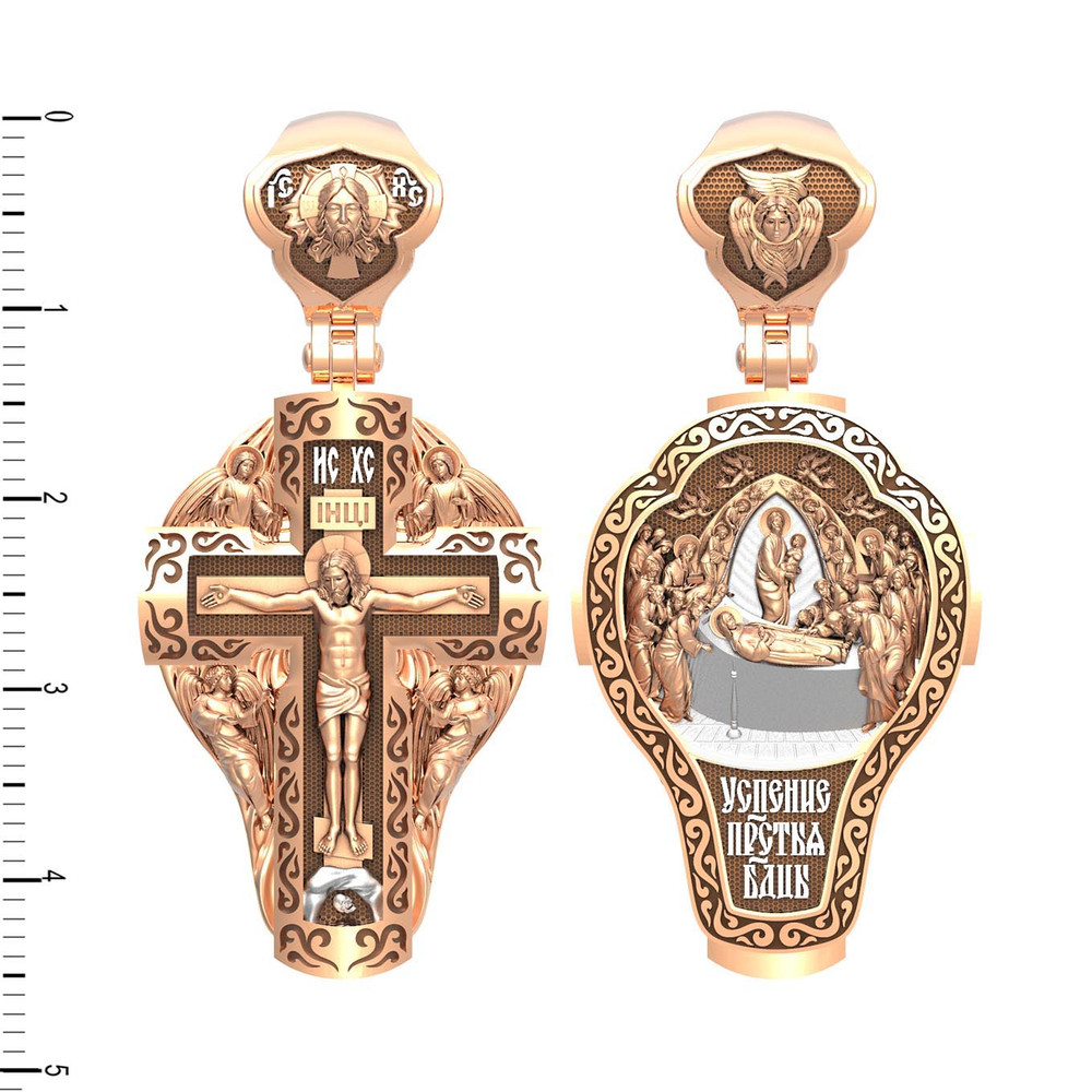 Крест из красного золота 585 пробы