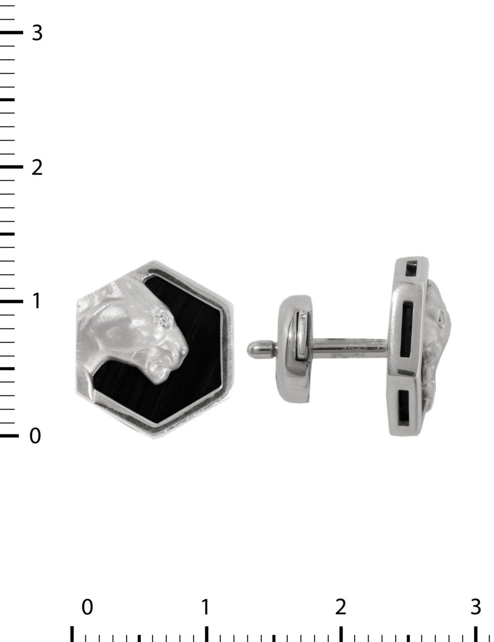 Серьги из белого золота c бриллиантами и ониксом